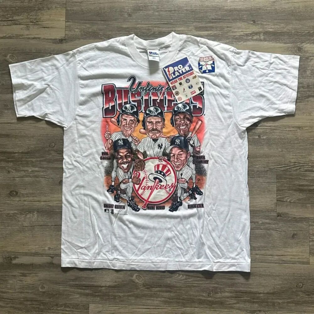 Vintage Pro Player NY Yankees Unfinished Business Caricature T-Shirt Size XL NWT